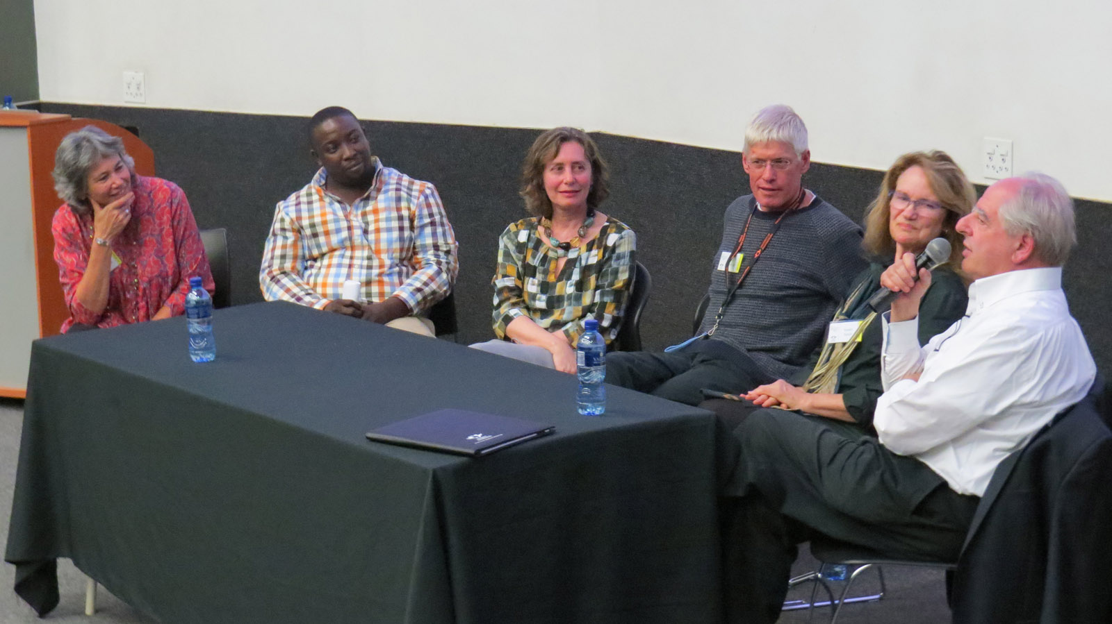 Click the image for a view of: Roundtable. A discussion of South African practitioners and studios working across disciplines. Kim Berman (chair) - discussants: Nathi Ndladla, Eliza Kentridge, Mark Attwood, Susan Gosin and William Kentridge. Friday 24 March